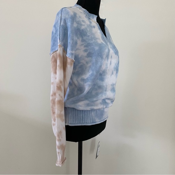 Wit & Wisdom Lightweight NWT Women Blue Tan Tie-dye Pullover Sweater 100%Cotton - Picture 4 of 16